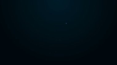 Parlayan neon hattı parlak stadyum ışıkları simgesi siyah arkaplanda izole edildi. Futbol sahasındaki spot ışıkları. Projektör, projektör. 4K Video hareketli grafik canlandırması