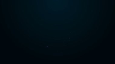 Parlak neon çizgisi bir numaralı fan eldiveni, parmak havada ve siyah arka planda Amerikan futbol topu ikonu var. Spor malzemeleri seti. 4K Video hareketli grafik canlandırması
