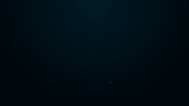 Siyah arkaplanda izole edilmiş Amerikan futbol topuyla parlayan neon hattı. Cep telefonu için çevrimiçi futbol maçı. 4K Video hareketli grafik canlandırması