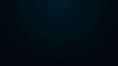 Parlayan neon hattı USB flash disk simgesi siyah arkaplanda izole edildi. 4K Video hareketli grafik canlandırması