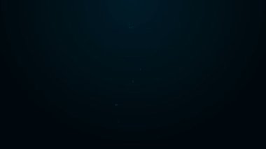 Parlayan neon hattı Kaktüs ve siyah arkaplanda izole edilmiş tencere simgesinde sulu. Tencerede yetişen bir bitki. Saksı bitkisi işareti. 4K Video hareketli grafik canlandırması