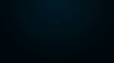 Parlayan neon hattı Bilgisayar fare simgesi siyah arkaplanda izole edildi. Tekerlek sembollü optik. 4K Video hareketli grafik canlandırması