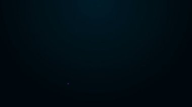 Parlayan neon çizgi kağıt ataç simgesi siyah arkaplanda izole edildi. 4K Video hareketli grafik canlandırması