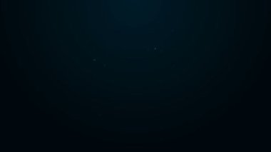 Siyah zemin üzerinde iğne ikonu olan parlak neon çizgisi tıbbi şırınga. Aşı, iğne, aşı, insülin konsepti. 4K Video hareketli grafik canlandırması