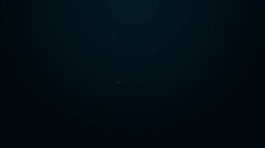 Parlayan neon hattı tıp şişesi simgesi siyah arka planda izole edildi. Şişe hapı işareti. Eczane tasarımı. 4K Video hareketli grafik canlandırması