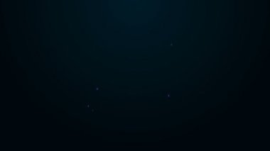 Parlayan neon hattı dizüstü bilgisayar simgesi siyah arkaplanda izole edildi. Boş ekran işaretli bilgisayar defteri. 4K Video hareketli grafik canlandırması