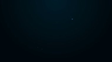 Parlayan neon hattı telefon ikonu siyah arkaplanda izole edildi. Sabit telefon. 4K Video hareketli grafik canlandırması