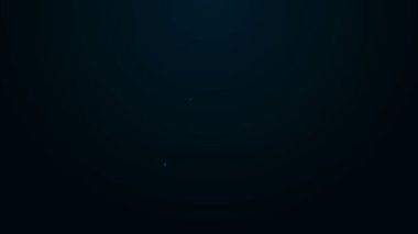 Parlayan neon çizgisi simgesi siyah arkaplanda izole edildi. İş ve onarım için bir rulo yapışkan bant. Yapışkan koli bandı. Ofis aletleri falan. 4K Video hareketli grafik canlandırması