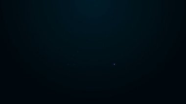 Siyah arka planda izole edilmiş gemi ikonu ile seyahat ettiği için parlayan neon hattı Cruise bileti. Yolcu gemisiyle seyahat edin. Cennete seyahatler. 4K Video hareketli grafik canlandırması