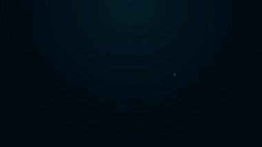 Parlayan neon hattı uçak bileti ikonu siyah arka planda izole edildi. Uçak bileti. 4K Video hareketli grafik canlandırması
