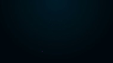 Siyah arkaplanda izole edilmiş biyometrik veri simgesiyle parlayan neon hattı pasaportu. Kimlik belgesi. 4K Video hareketli grafik canlandırması