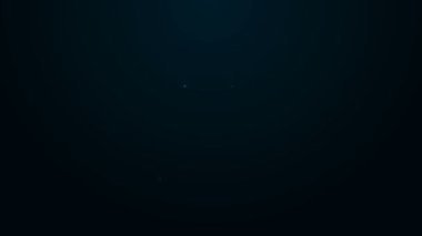 Parlayan neon çizgi haritası simgesi siyah arkaplanda izole edildi. Navigasyon, işaret, konum, harita, GPS, yön, yer, pusula, temas, arama konsepti. 4K Video hareketli grafik canlandırması