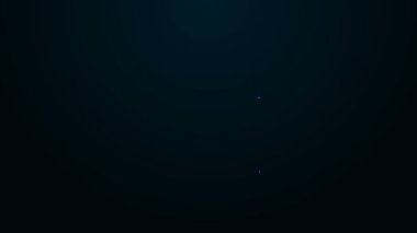 Parlayan neon hattı alışveriş arabası ve siyah arka planda izole edilmiş yiyecek ikonu. Yiyecek dükkanı, süpermarket. 4K Video hareketli grafik canlandırması