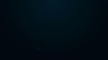 Siyah arkaplanda izole edilmiş simgeyi budamak için parlayan neon çizgisi el yapımı makas. Ahşap saplı budama makası. 4K Video hareketli grafik canlandırması