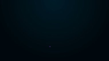 Parlayan neon çizgili bahçe eldiveni simgesi siyah arka planda izole edildi. Lastik eldivenlerin işareti. Çiftçilik el koruması, eldiven güvenliği. 4K Video hareketli grafik canlandırması