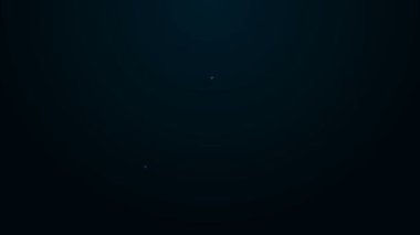 Parlayan neon hattı Siyah zemin üzerinde izole edilmiş çevre koruma ikonu elinde bitki. Tohum ve tohum. Fidan dikiyorum. Ekoloji konsepti. 4K Video hareketli grafik canlandırması