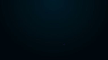 Siyah arka planda izole edilmiş çevre koruma ikonu elinde parlayan neon hattı filizi. Tohum ve tohum. Fidan dikiyorum. Ekoloji konsepti. 4K Video hareketli grafik canlandırması