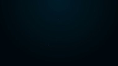 Parlayan neon hattı Pear simgesi siyah arkaplanda izole edildi. Yaprak sembollü meyve. 4K Video hareketli grafik canlandırması
