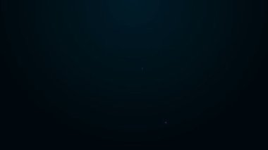 Parlayan neon hattı kedi simgesi siyah arkaplanda izole edildi. 4K Video hareketli grafik canlandırması