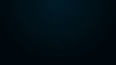 Parlayan neon hattı. Siyah arka planda balık iskeleti ikonu izole edildi. Balık kemiği işareti. 4K Video hareketli grafik canlandırması