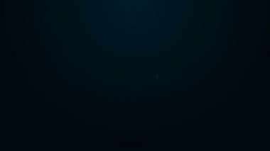 Parlayan neon hattı faraş simgesi siyah arkaplanda izole edildi. Temizlik işleri. 4K Video hareketli grafik canlandırması