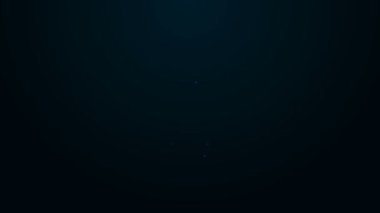 Parlayan neon hattı klasik kapalı çelik güvenlik iğnesi simgesi siyah arkaplanda izole edildi. 4K Video hareketli grafik canlandırması