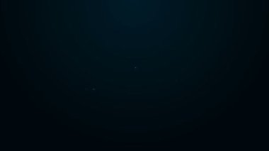 Parlayan neon hattı mezurası simgesi siyah arkaplanda izole edildi. Ölçüm bandı. 4K Video hareketli grafik canlandırması