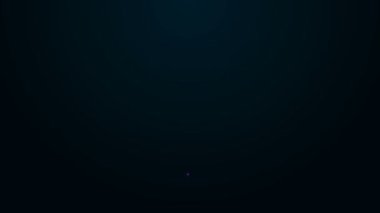 Parlayan neon hattı Fransız eğrileri simgesi siyah arkaplanda izole edildi. Dikiş malzemeleri. 4K Video hareketli grafik canlandırması