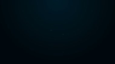 Siyah zemin üzerinde izole edilmiş kurdele ikonu olan kalp şeklinde parlayan neon çizgili balonlar. 4K Video hareketli grafik canlandırması