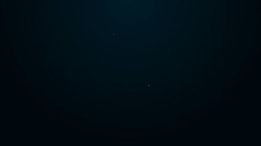 Siyah arka planda kalp ikonu olan parlak neon çizgili valiz. Balayı sembolü. Seyahat bagaj tabelası. Seyahat bagaj ikonu. 4K Video hareketli grafik canlandırması