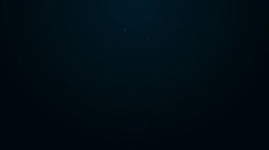 Siyah zemin üzerinde izole edilmiş kurdele ikonu olan parlak neon çizgili balonlar. 4K Video hareketli grafik canlandırması