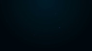 Parlayan neon hattı Bilet simgesi siyah arkaplanda izole edildi. Eğlence parkı. 4K Video hareketli grafik canlandırması