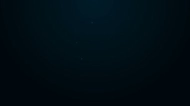 Siyah zemin üzerinde izole edilmiş waffle konisi ikonunda parlayan neon çizgisi dondurma. Güzel sembol. 4K Video hareketli grafik canlandırması