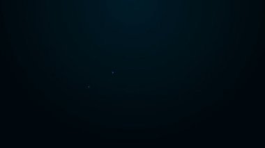 Parlayan neon hattı Bilet simgesi siyah arkaplanda izole edildi. Eğlence parkı. 4K Video hareketli grafik canlandırması