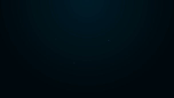 Светящийся неоновая линия Шут Шут с колокольчиками изолированы на черном фоне. Икона клоуна. Знак "Смешной человек в парке развлечений". Видеографическая анимация 4K — стоковое видео