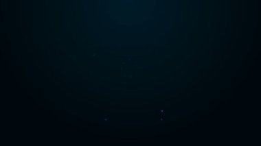 Parlayan neon hattı siyah arkaplanda güvenli simge. Kapı, şifreli bir banka kasası. Güvenilir Veri Koruma. 4K Video hareketli grafik canlandırması