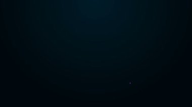 Parlayan neon çizgi kartuş simgesi siyah arkaplanda izole edildi. Av tüfeği av tüfeği fişeği. Tüfek mermisi ikonu. 4K Video hareketli grafik canlandırması