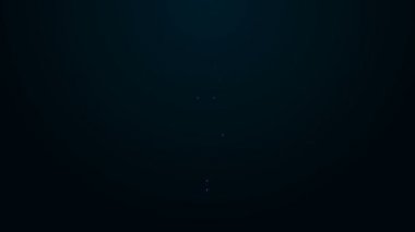 Siyah arkaplanda izole edilmiş boynuzlu parlak neon çizgili geyik kafası. Duvarda av kupası. 4K Video hareketli grafik canlandırması