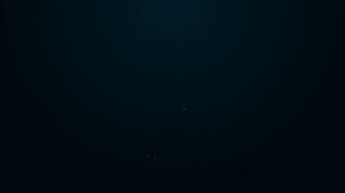 Siyah arkaplanda izole edilmiş ok ve yay şeklinde parlayan neon çizgisi. 4K Video hareketli grafik canlandırması
