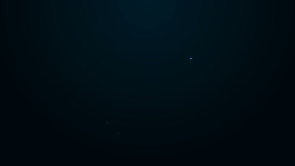 Светящийся неоновая линия Лук и стрелка огня значок изолированы на черном фоне. Видеографическая анимация 4K — стоковое видео