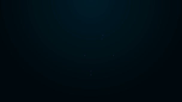 ネオンラインの輝き黒の背景に隔離されたシールドアイコン上のムースホーン。壁にトロフィーを狩る。4Kビデオモーショングラフィックアニメーション — ストック動画