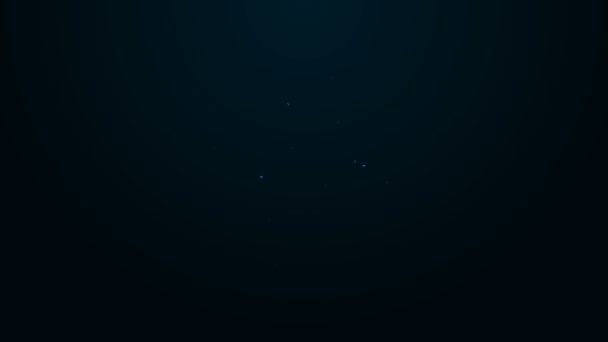 发光的霓虹灯线鱼图标孤立在黑色背景.4K视频运动图形动画 — 图库视频影像