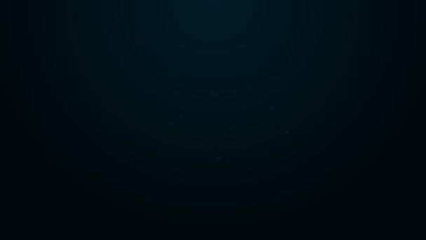 Zářící neonová šňůra Rybářský hák pod vodou s ikonou ryby izolované na černém pozadí. Rybářské náčiní. Grafická animace pohybu videa 4K — Stock video