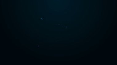 Akıllı ev ve ampul ikonu siyah arkaplanda izole edilmiş parlak neon hattı dizüstü bilgisayarı. 4K Video hareketli grafik canlandırması