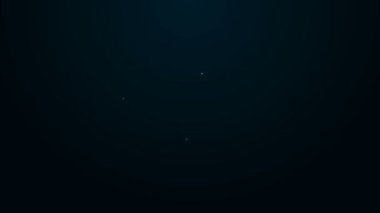 Parlayan neon hattı ev sıcaklığı simgesi siyah arkaplanda izole edildi. Termometre simgesi. 4K Video hareketli grafik canlandırması