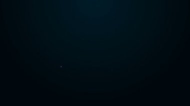 Parlayan neon hattı. Siyah zemin üzerinde balık simgesi izole edildi. 4K Video hareketli grafik canlandırması