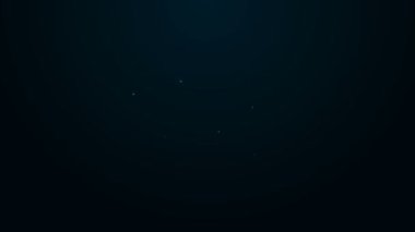 Parlayan neon hattı Akıllı ev ve ampul simgesi siyah arkaplanda izole edildi. 4K Video hareketli grafik canlandırması