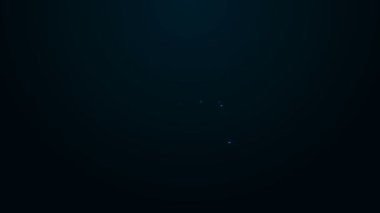 Parlayan neon hattı. Siyah arka planda izole edilmiş ev koruma ikonu olan akıllı saat. Koruma, güvenlik, güvenlik, koruma, savunma konsepti. 4K Video hareketli grafik canlandırması