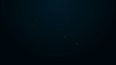 Parlak neon hattı dizüstü bilgisayar ve koruma altındaki ev siyah arka planda izole edilmiş. Koruma, güvenlik, güvenlik, koruma, savunma konsepti. 4K Video hareketli grafik canlandırması