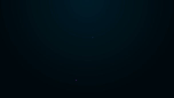 Linha de néon brilhante ícone de pesca de localização isolado no fundo preto. Local de pesca. Animação gráfica em movimento de vídeo 4K — Vídeo de Stock